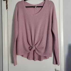 Mudd NWT Tie-Front Waffle-Knit Long Sleeve Top